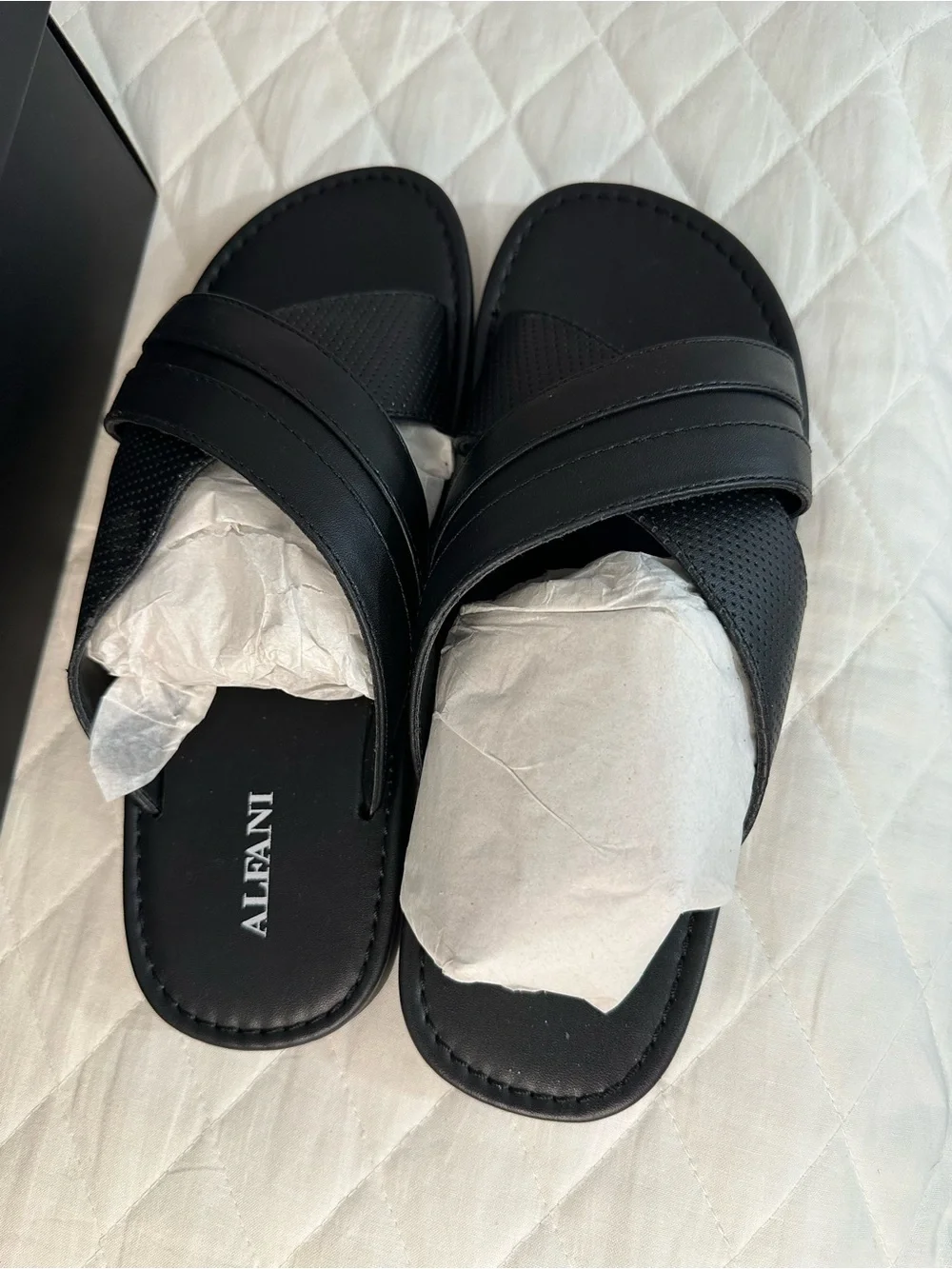 Alfani Mens Size 8M Black Crisscross Slide Sandals NewIn Box